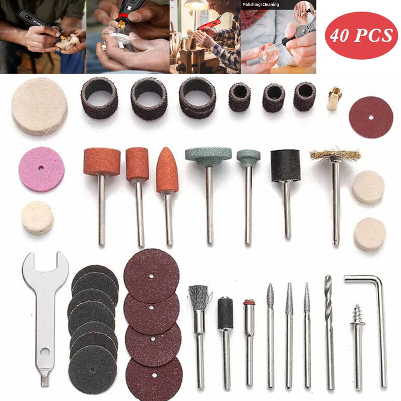 Kit de cabezales de pulido de 40 piezas, Mini taladro eléctrico, accesorios de herramientas multirotativas, Kits de cabezales de pulido
