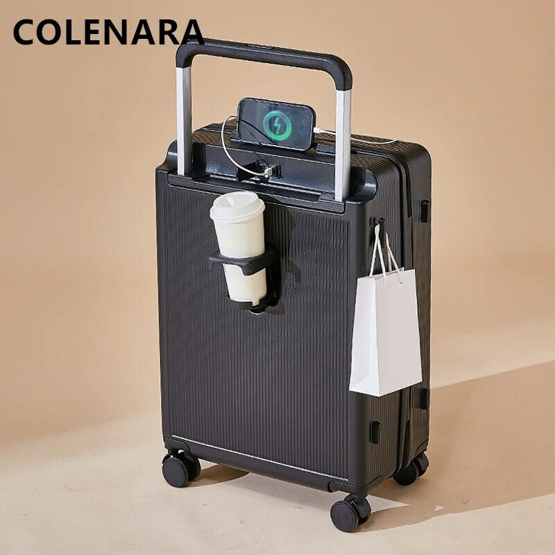 COLENARA 20 "22" 24 "26 pollici bagaglio a mano valigia Trolley addensata scatola d'imbarco multifunzionale per PC ricarica USB valigia rotante
