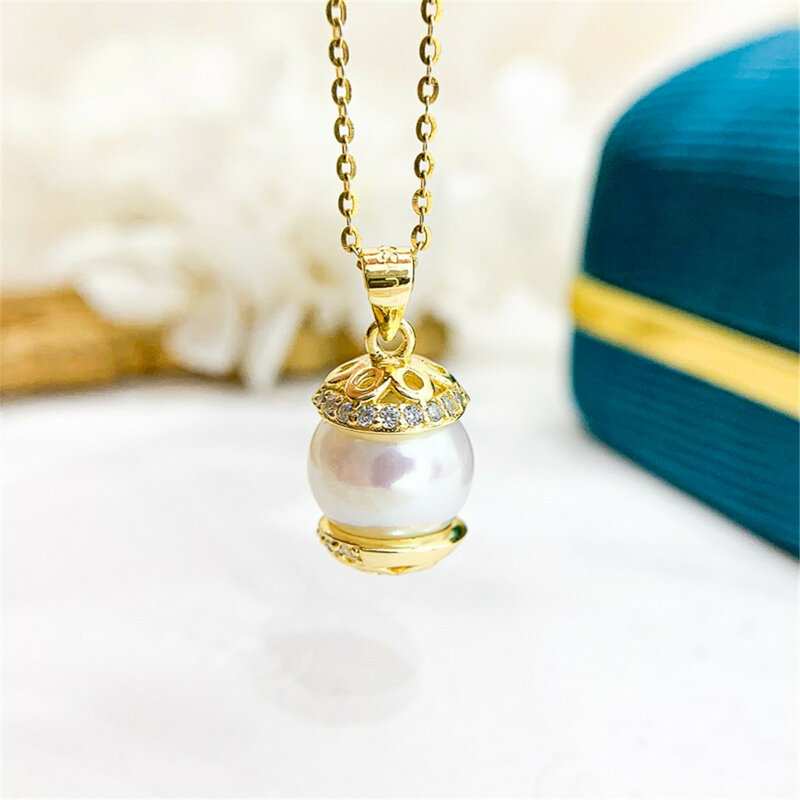 DIY Pearl Accessories S925 Sterling Silver Pendant Empty Holder Concealer Silver Necklace Pendant Fit 8-15mm Round Beads D384