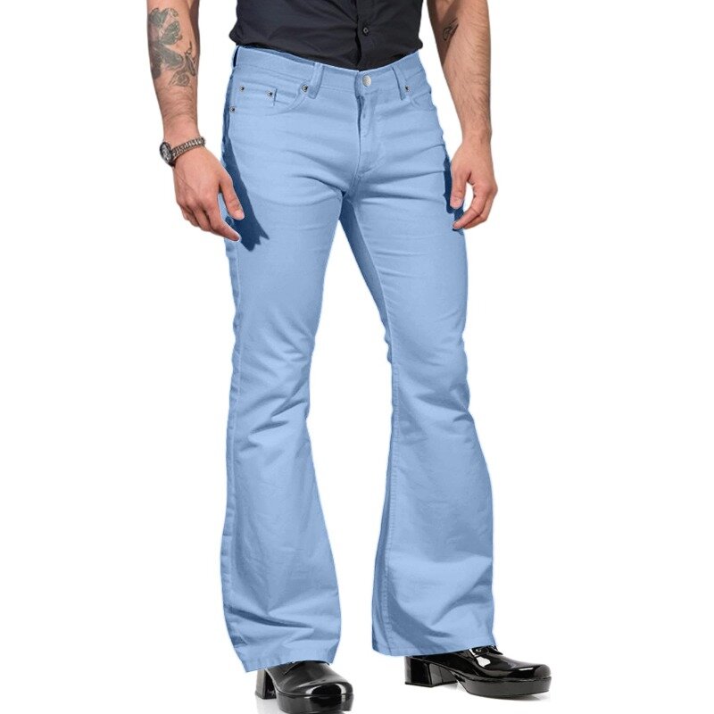 Мужские расклешенные джинсы в стиле диско 70-х годов, винтажные расклешенные джинсы в стиле 60-х и 70-х годов