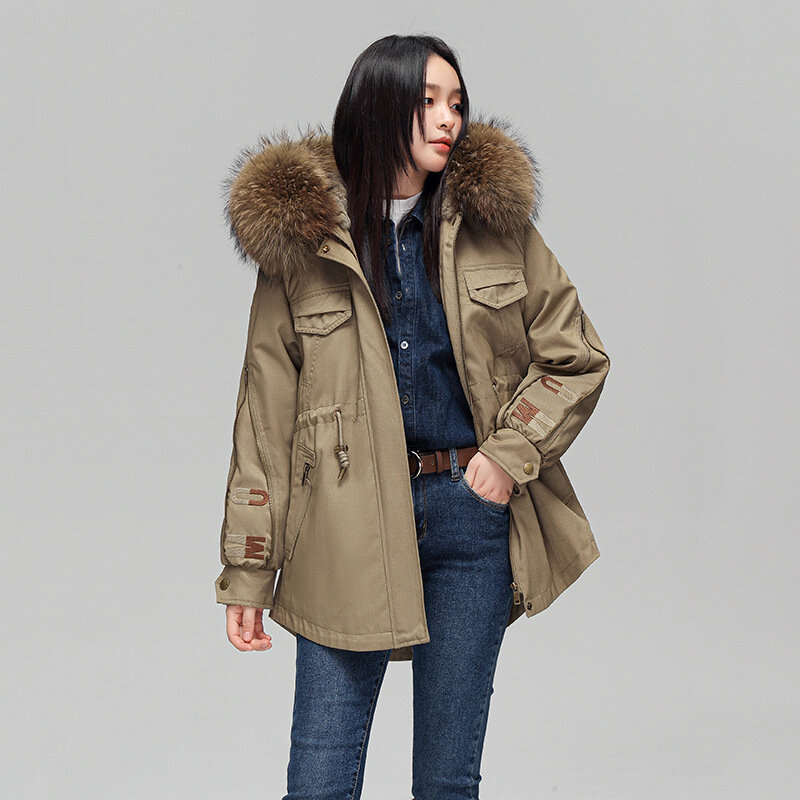 Pai Conquer пальто с мехом, новая популярная зимняя женская куртка с лисьим мехом, цельное пальто с кроличьим мехом
