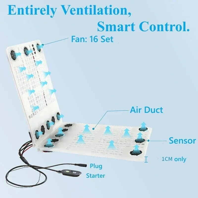 Ventilated Auto Seat 12V/24V Summer Cool Massage Cushion 16Fan Blowing Cool Sheet Car Seat Vest Universal  Accessories