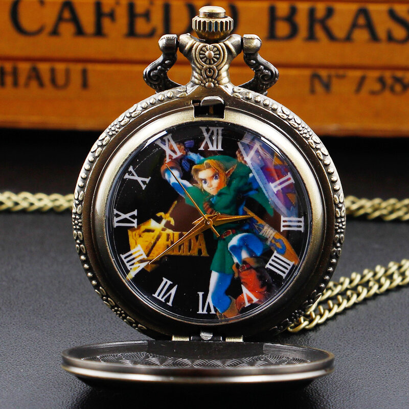 개성 있는 크리에이티브 포켓 시계, 체인 목걸이 포함, 유명한 만화 애니메이션 테마 쿼츠 포켓 시계 줄 시계, 아날로그 디자인