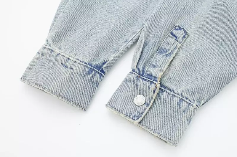 Женская джинсовая куртка на пуговицах, свободная винтажная верхняя одежда с длинным рукавом, 2024