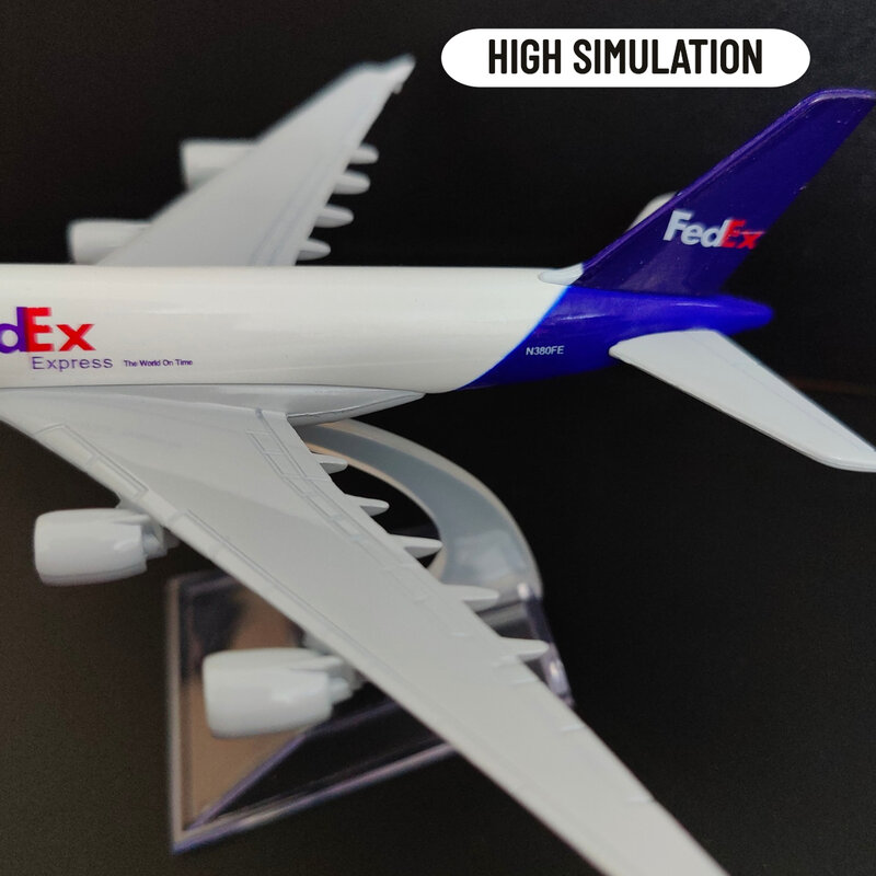 Fedex-Airbus A380 Airlines Boeing, Modelo de Aeronave, Adição Ideal para Qualquer Diecast, Coleção, Escala 1:400