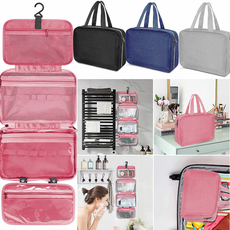 Bolsa de aseo con gancho colgante portátil para mujer, organizador de viaje, Kit de cosméticos, bolsa de maquillaje, bolsas de ducha impermeables de gran capacidad