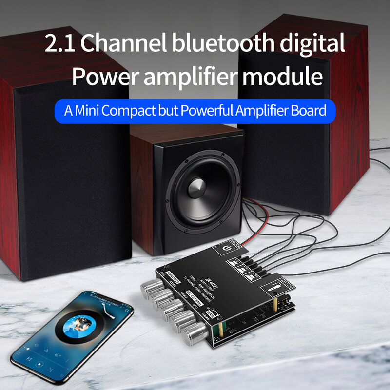 ZK-MT21-módulo amplificador Digital con Bluetooth, Sintonización alta-Baja, 50W x 2 + 100W, 2,1 canales