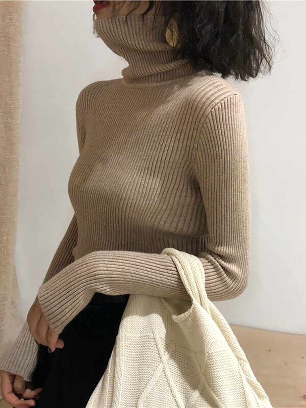 Maglione dolcevita donna 2024 autunno inverno top coreano Slim donna Pullover maglione lavorato a maglia Pull Femme Hiver Truien
