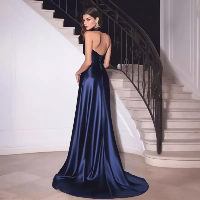 2024 formalne suknie wieczorowe szlafrok sukienki druhen długi z rozciętym satynowym sukienka na studniówkę dla kobiet