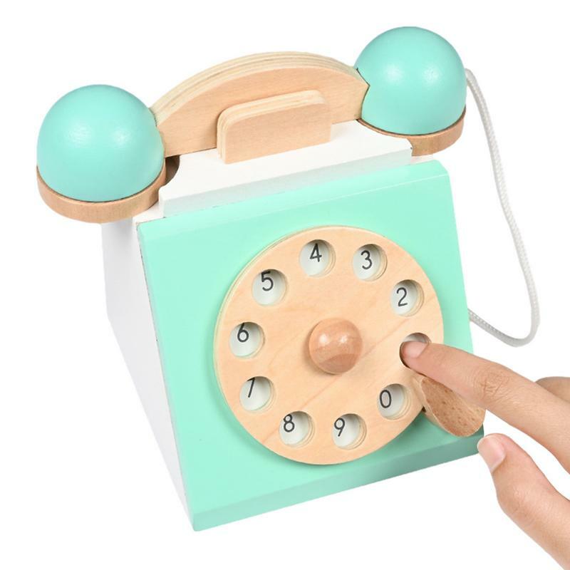 Juguete de teléfono giratorio Retro para niños, juguete de teléfono antiguo de madera, modelo de teléfono antiguo, juguete interactivo, regalo de educación temprana