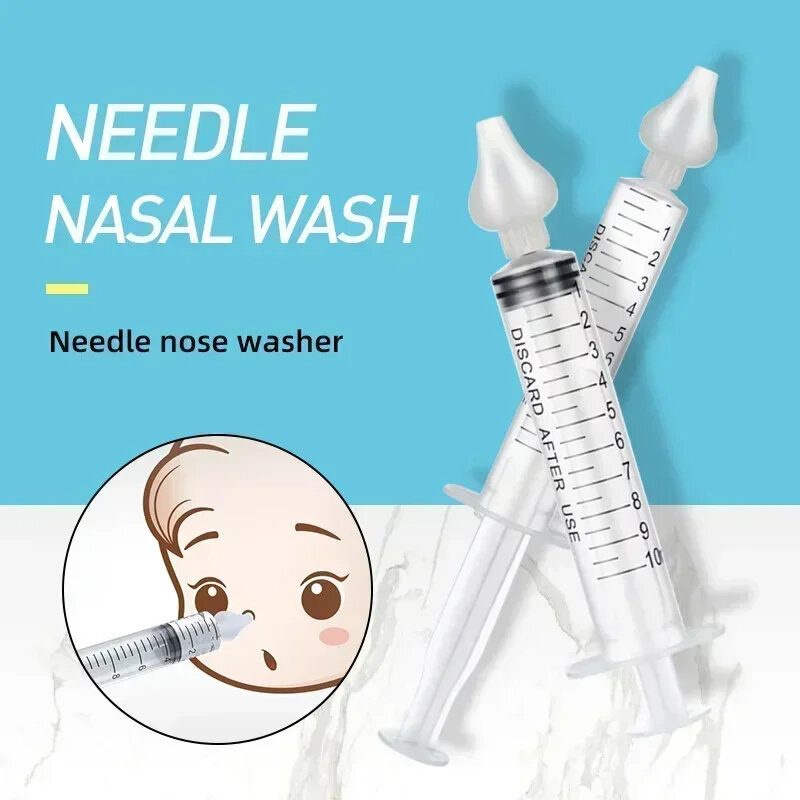 Tubo de aguja de 2 piezas para bebé, aspirador Nasal, lavadora de jeringa, equipo de limpieza de rinitis Nasal, productos de cuidado infantil