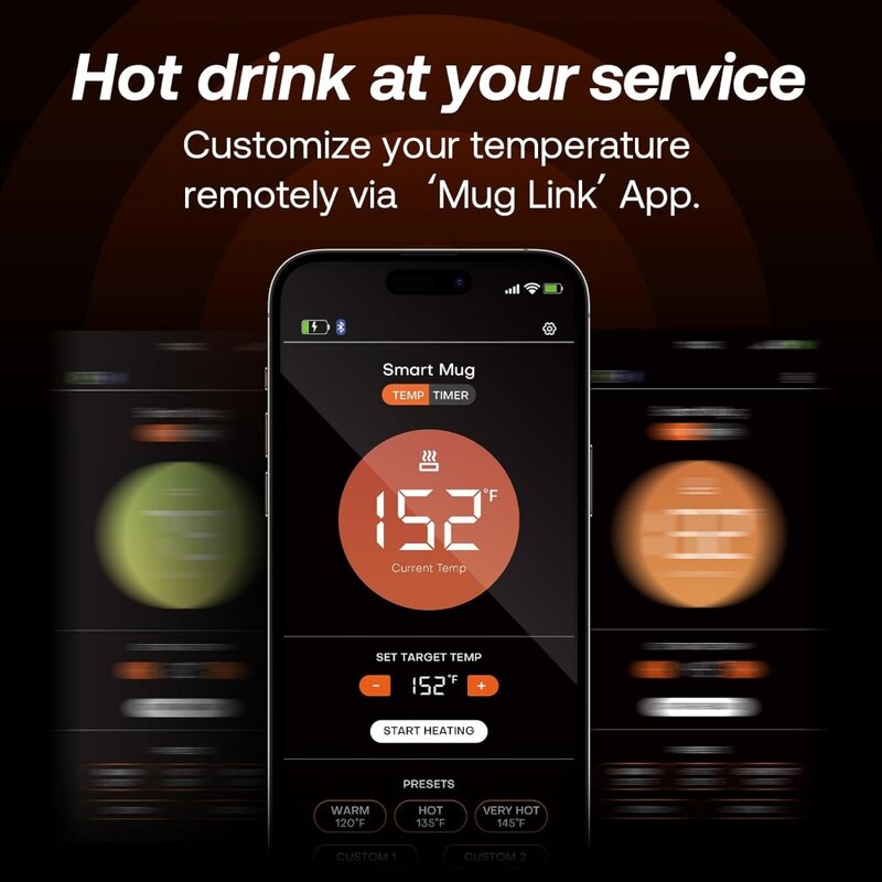 Temperatur regelung & selbst erhitzende Smart-Tasse, Touch-und App-Steuerung, 14-Unzen-Kaffeewärmer mit Deckel, 120-minütige Akkulaufzeit