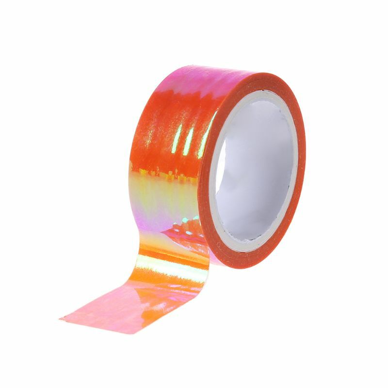 F1FD 15 mm 5 m Blattgold-Washi-Tape, Orange, Blau, Gelb, Grün, japanische Farbe DIY Scrapbooking