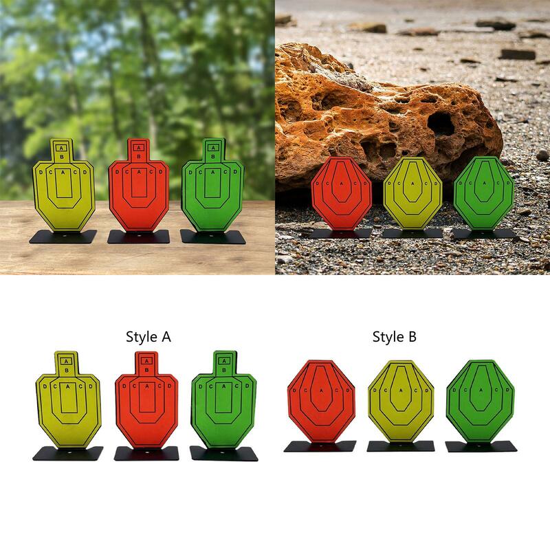 3x Small Targets Outdoor Activities with Stand Wargame Letter Partition Metal Sport Train Targets Hunting Silhouette Target