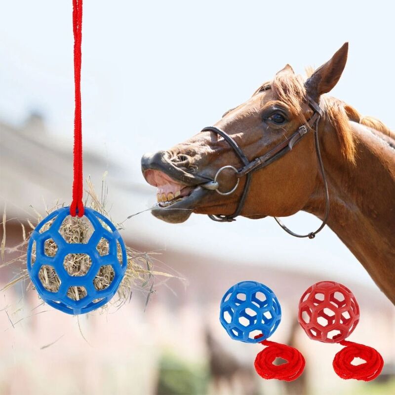 Rosso/blu/verde cavallo trattare palla multiuso circolare 5.5 pollici distributore di alimentazione del cavallo morbido durevole appeso giocattolo di alimentazione bovini