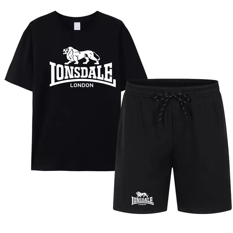T-shirt en pur coton pour hommes + ensemble d'objectifs sportifs respirants Men'sjoggingpants set dragon lion print s-3XL