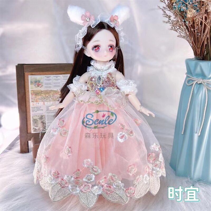 1/6 Kawaii Doll 30cm Cute Blyth Doll Joint Body Fashion BJD Dolls Toys with Dress Shoes Wig Make Up Gifts for Girl pullip