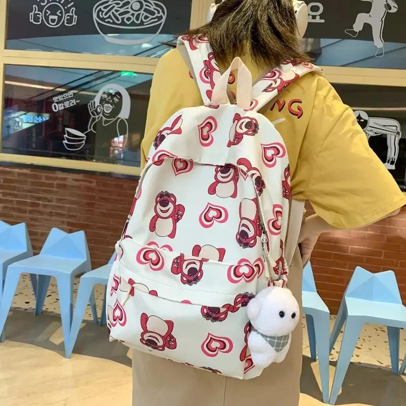 Sanrio nowy niedźwiedź truskawkowy uczeń tornister śliczna kreskówka lekka wodoodporna plecak o dużej pojemności