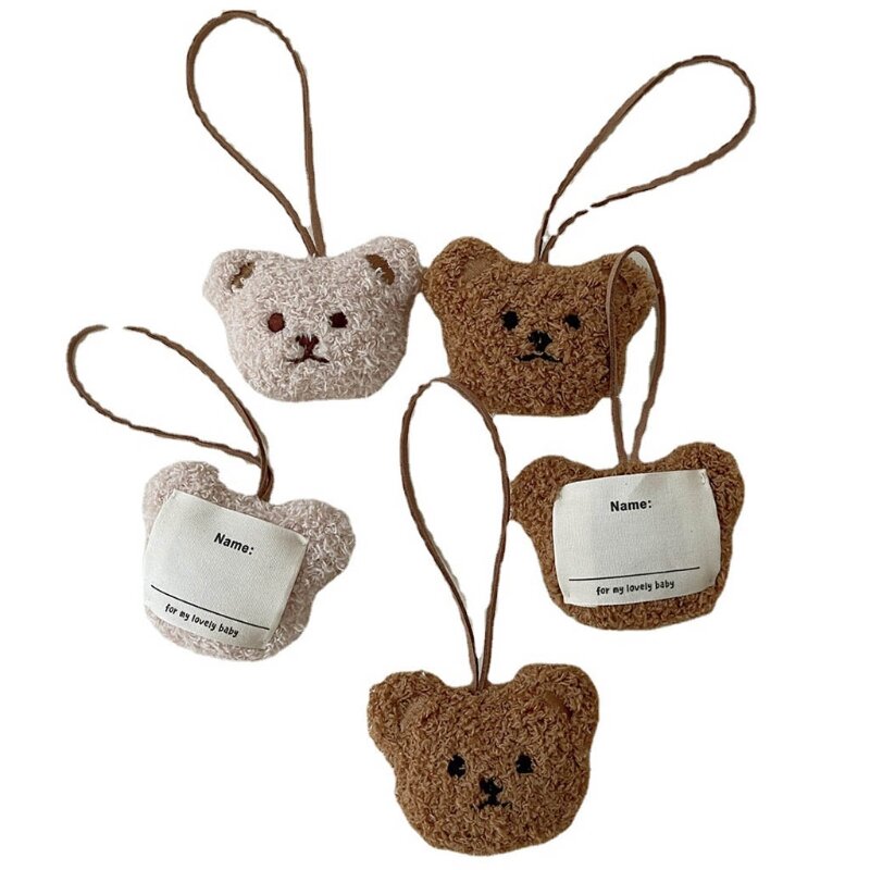 Mini ours en peluche mignon pour pendentif poupée avec liste noms d'enfant pour décorations d'arbre Noël au lait