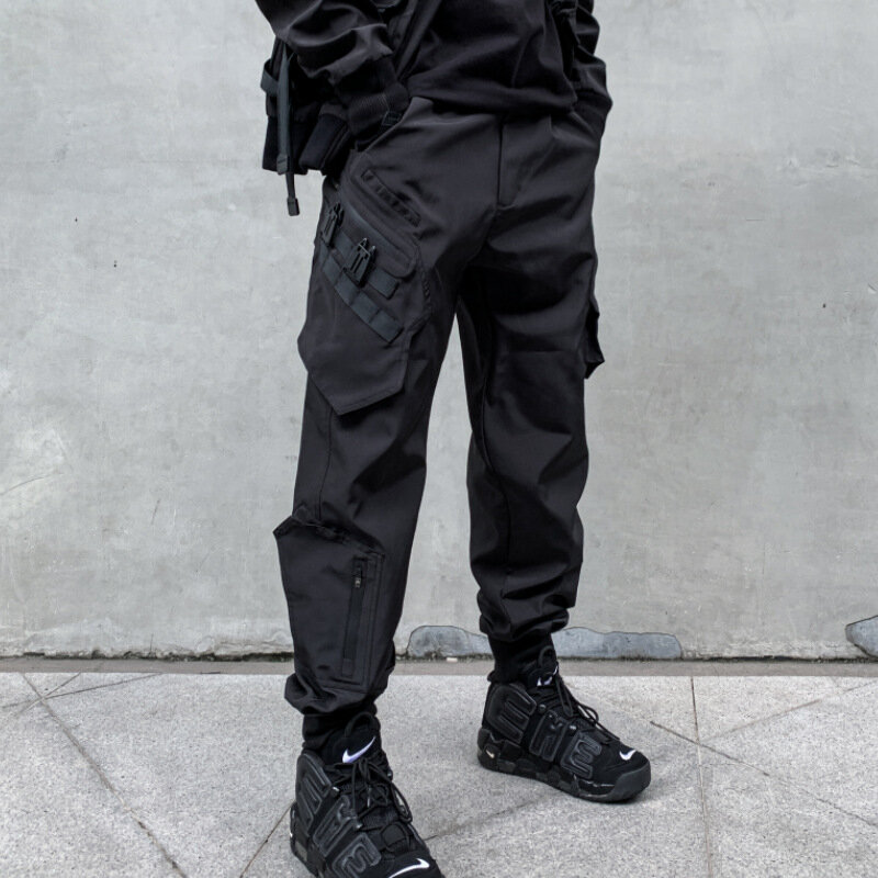 2024 Autumn New Men Multi-pocket Zipper Design Tactical Cargo Pants Y2K High Street Techwear Ankle-tied Pants pantalones шорты