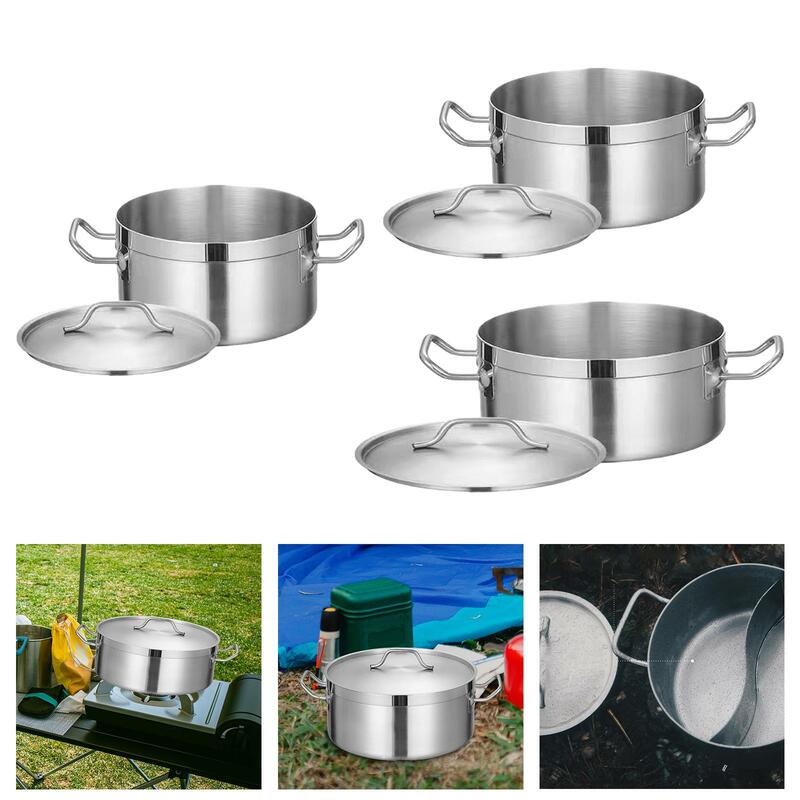 Panci masak Stainless Steel, panci rebus dengan tutup dalam, panci masak Kecil tugas berat untuk dapur rumah tangga komersial
