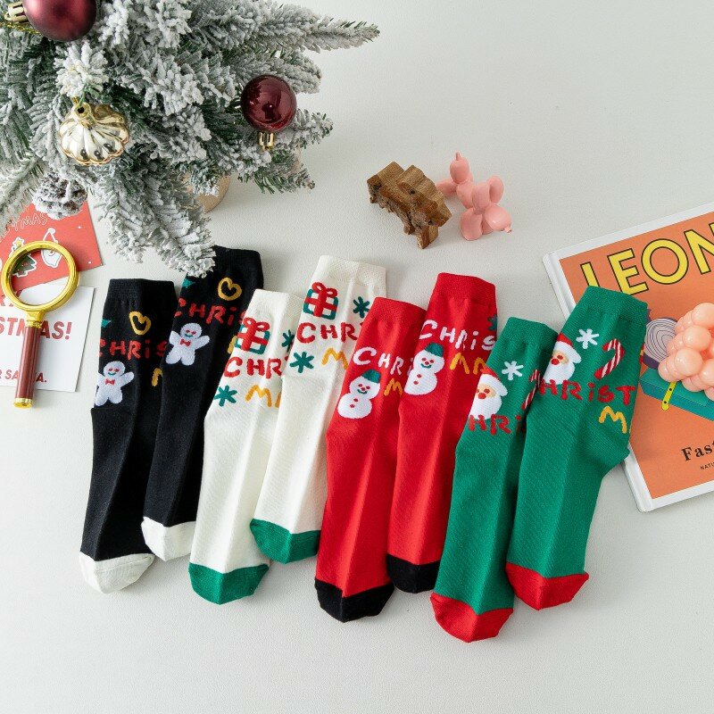 Women Socks Casual Winter Christmas Socks Thickened David's Deer Socks Cotton Cartoon Warm Lady Christmas Socks Gift Elk Socks