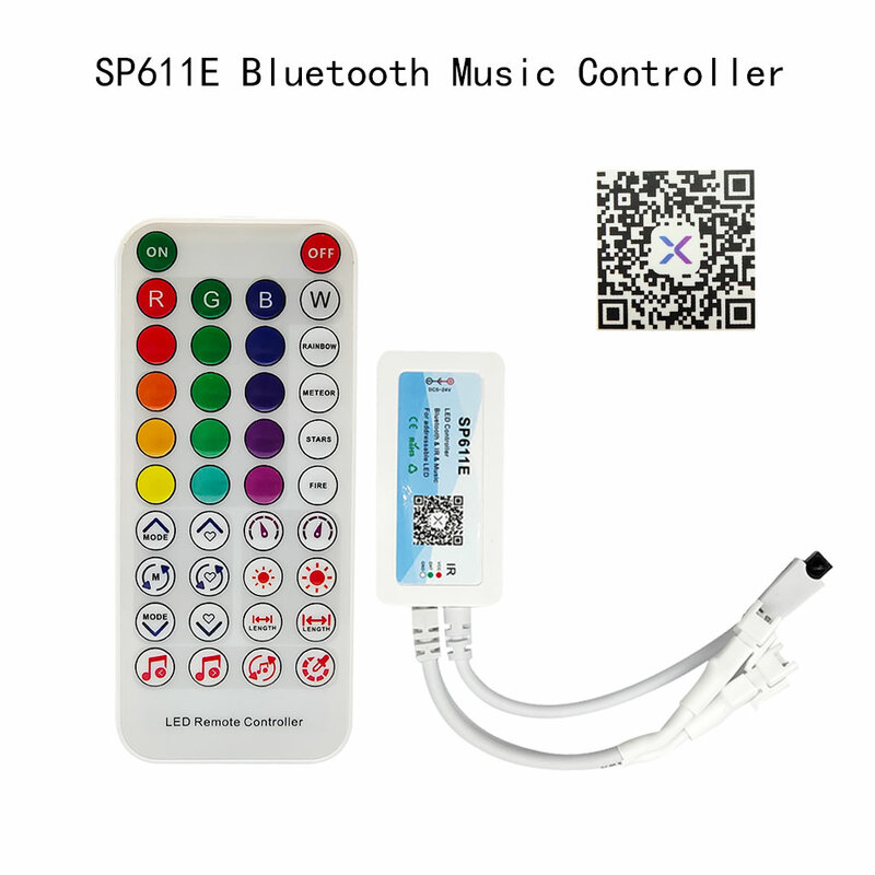 Bluetooth e WiFi Música Pixel Phone App Controller, WS2811, WS2812, WS2812B, WS2815, SK6812, RGBW, DC5V-24V, SP611E, SP107E