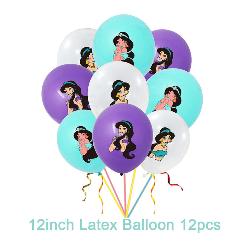 Jasmine Princess Aladdin tema decorazione per feste di compleanno forniture posate usa e getta palloncino sfondo Baby Shower Girl Gift