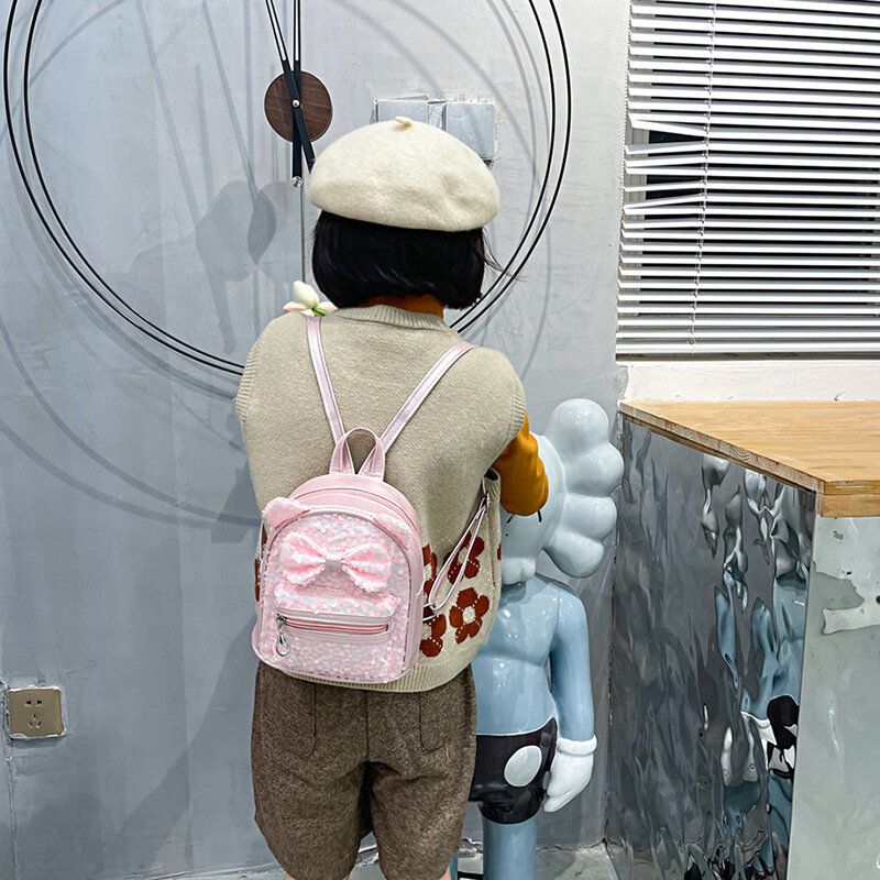 New Children's Schoolbag Kindergarten Backpack Fashion Cute Cartoon Princess Girl Out Mini Sequin Baby Backpack Kids Bag Plecak