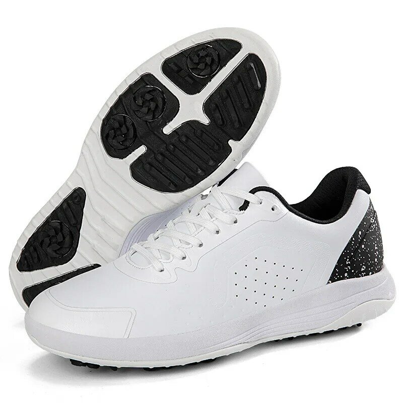 Scarpe da Golf professionali per uomo scarpe da ginnastica in pelle da passeggio piatte di moda maschile all'aperto di qualità blu nero scarpe da Golf da uomo di grandi dimensioni