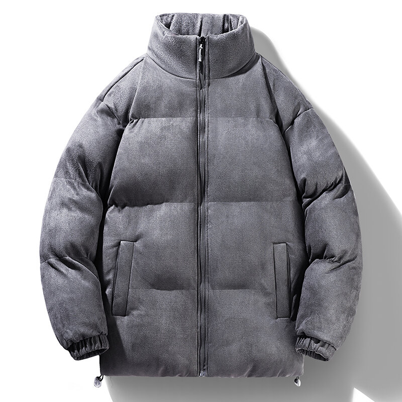 Куртка мужская зимняя с воротником-стойкой, свободная ветрозащитная хлопковая куртка, модная уличная одежда в стиле хип-хоп