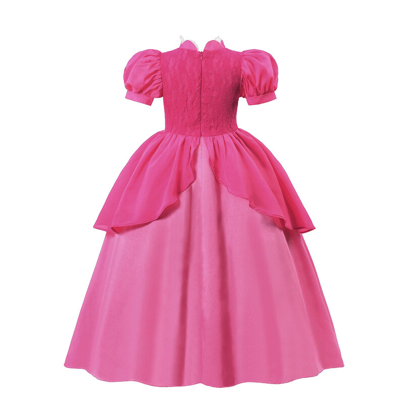 Disfraz de princesa melocotón para niñas, vestido rosa clásico, Cosplay, fiesta de Halloween, traje de cumpleaños para niños de 2 a 10 años