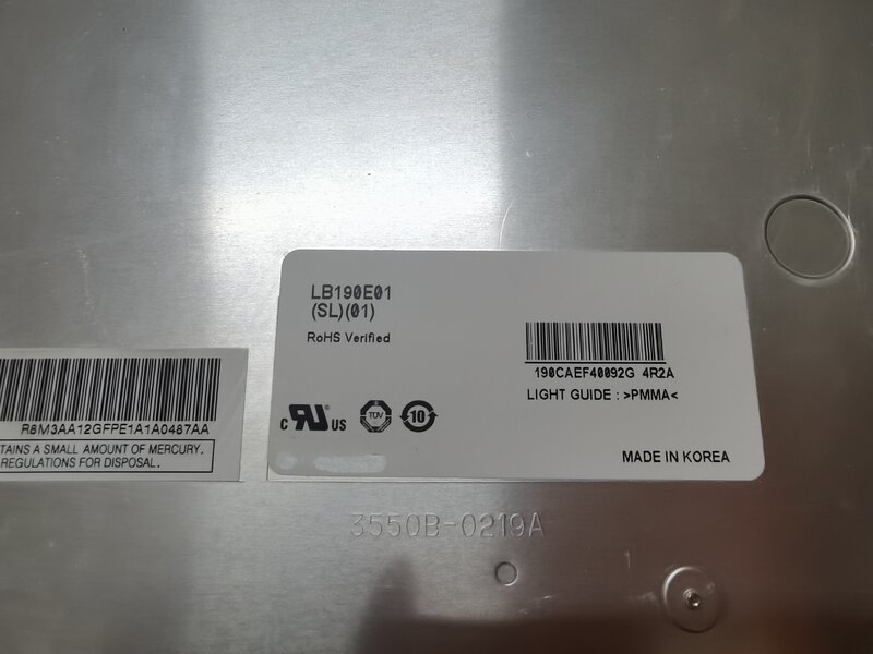 Oryginalny LB190E01-SL01 19-calowy ekran sprzętu medycznego, testowany w magazynie LB190E01(SL)(01) R190E5-L01 G190EAN01.2