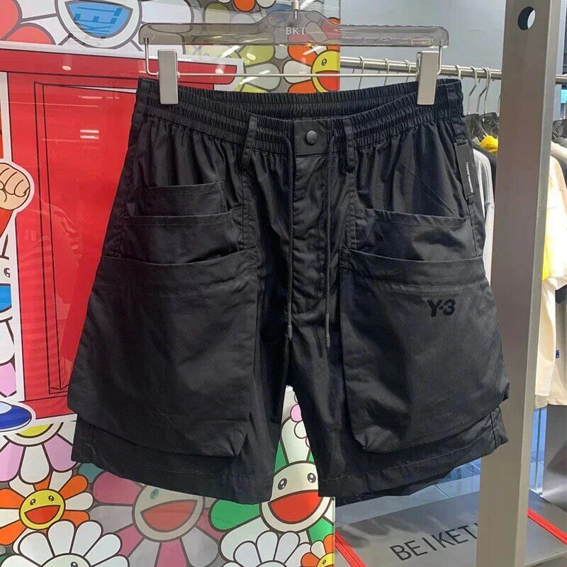 Летние мужские шорты Y 3, модель 2024, черные дышащие шорты-карго в Корейском стиле, мужские шорты на День святого Валентина