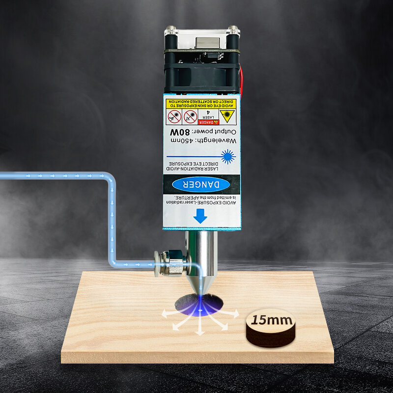 Tête Laser Bleue TTL avec 250-500 Aérienne pour Découpe CNC, Machine de Gravure, Outils de Travail de Calcul, 80W/40W, 450nm