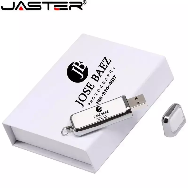 Jaster-レザーusbスティック2.0,4gbメモリサポート8gb 16gb 32gb 64gb 128gb,フラッシュドライブ,ブラックボックスとカスタムロゴ付き