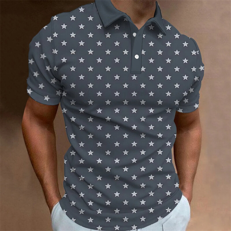 Рубашка-поло мужская с коротким рукавом, модная дизайнерская одежда с принтом якоря, Повседневная футболка с коротким рукавом, на пуговицах, с лацканами