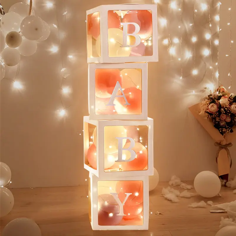 Dekoracja Baby Shower transparentna nazwa balon Box Frist 1st solenizant Girl Party Babyshower płeć odsłonić chrzest Decor