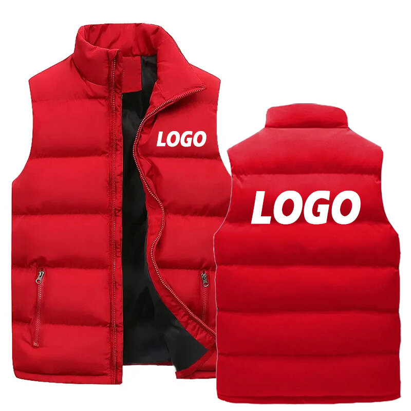 Customized Men's Vest Winter Jackets Thick Stand Collar Women's Solid Down Vest Zipper Jacket Sleeveless