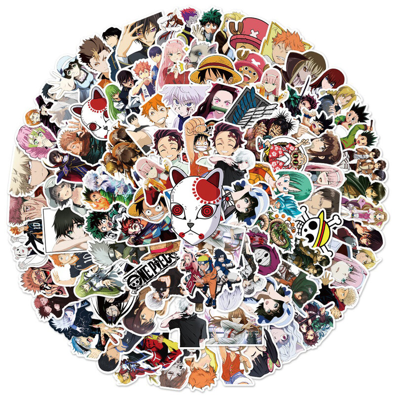 Pegatinas de Anime de dibujos animados para niños, calcomanías de una pieza, Naruto, Dragon Ball, DIY, portátil, teléfono, equipaje, coche, juguete, 10/30/50/100 Uds.