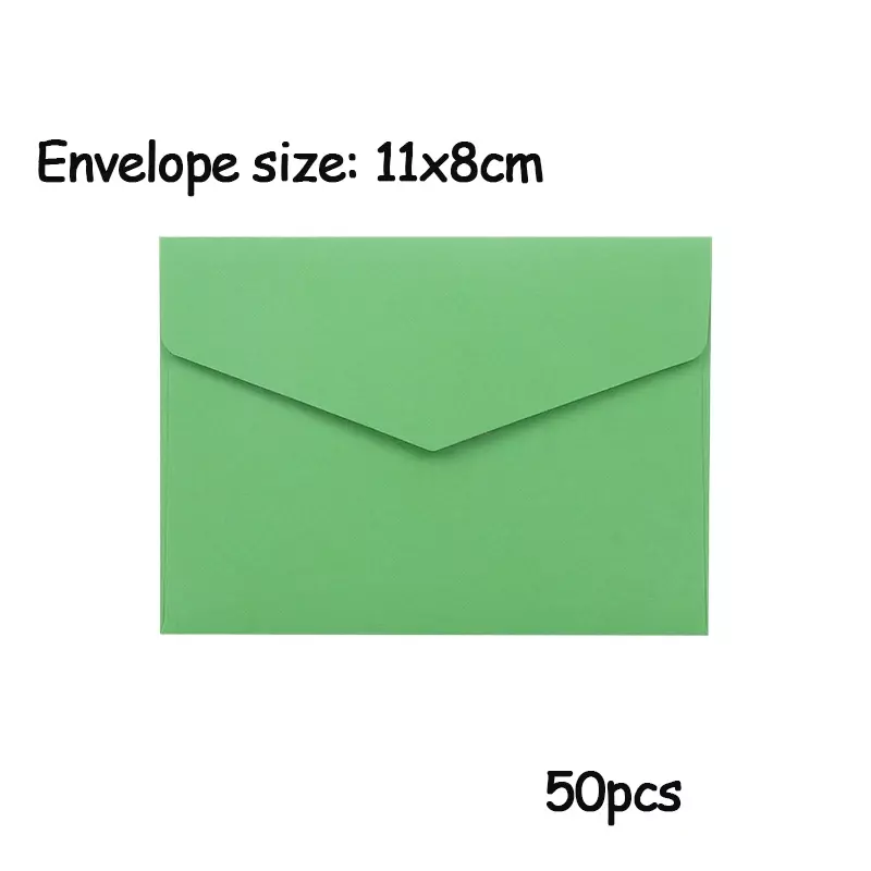 50pcs/lot Colorful Envelopes Retro Mini 11x8cm 110g Paper Envelopes for Wedding Invitations Party Invitation Greeting Card Gifts