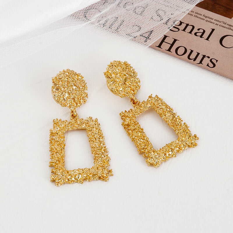 Fashion Statement Hanging Earrings For Women Geometric Gold Metal Drop Dangle Earrings 2022 New Trend Female Jewelry Accessories