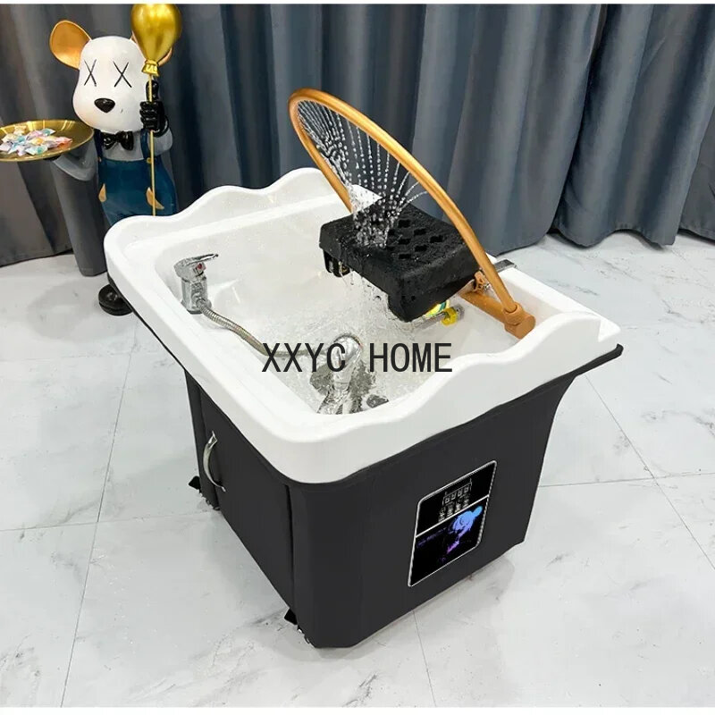 Beauty  Massage Couch Movable Head Therapy Machine Water Circulation Fumigation Head Recuperation Hair Shampoo Basin