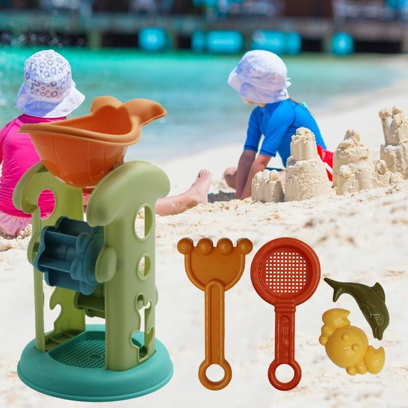 Interactive Water Toy Tool Set para Pais-Filhos, Jogo ao ar livre, Kit De Areia De Escavação, Brinquedos De Areia, Ampulheta De Praia, Pá, Ancinho, Molde, 5Pcs