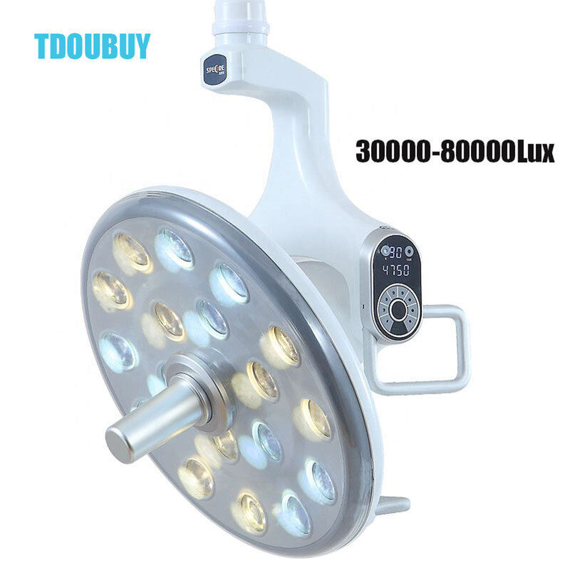 TDOUBUY 새로운 스타일 클리닉 구강 램프, 18 전구 터치 스위치 LED 콜드 라이트 램프, 치료 치과 의자 유닛 유형 (램프 헤드 + 램프 암)