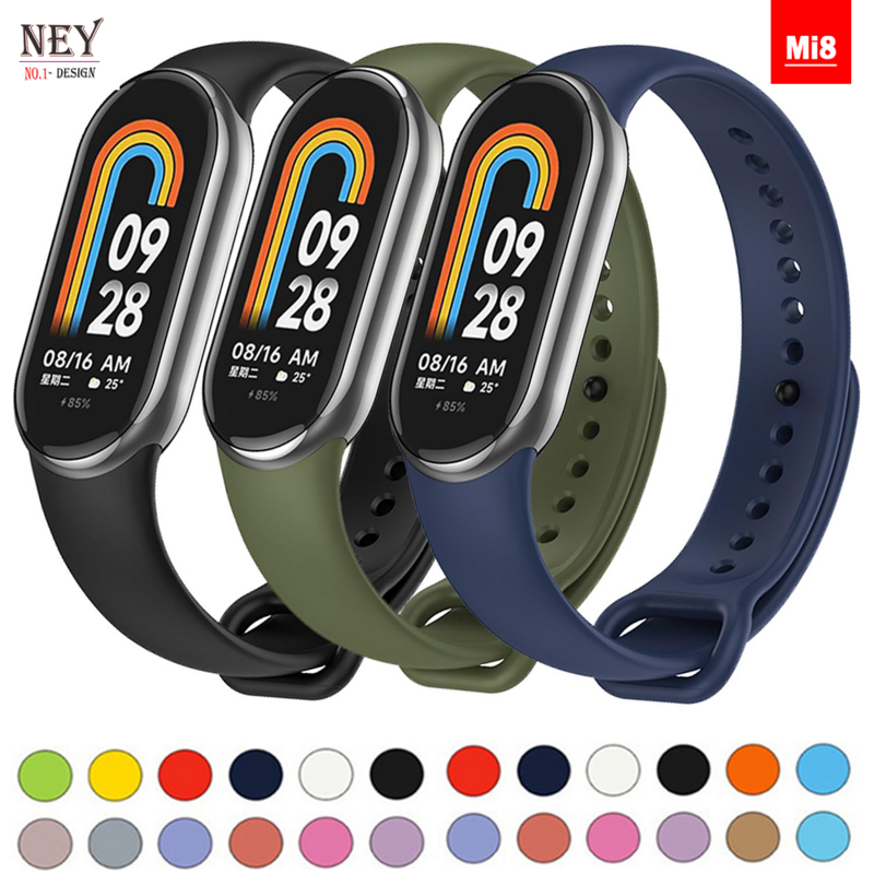 Sport Strap For Xiaomi Mi band 8-8 NFC Belt Replacement miband8 silicone Bracelet smart band 8 waterproof Watchbands Accessories