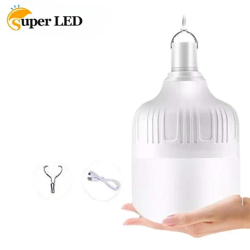 Luces LED de emergencia recargables para barbacoa, lámpara de emergencia portátil para exteriores, bombilla con batería