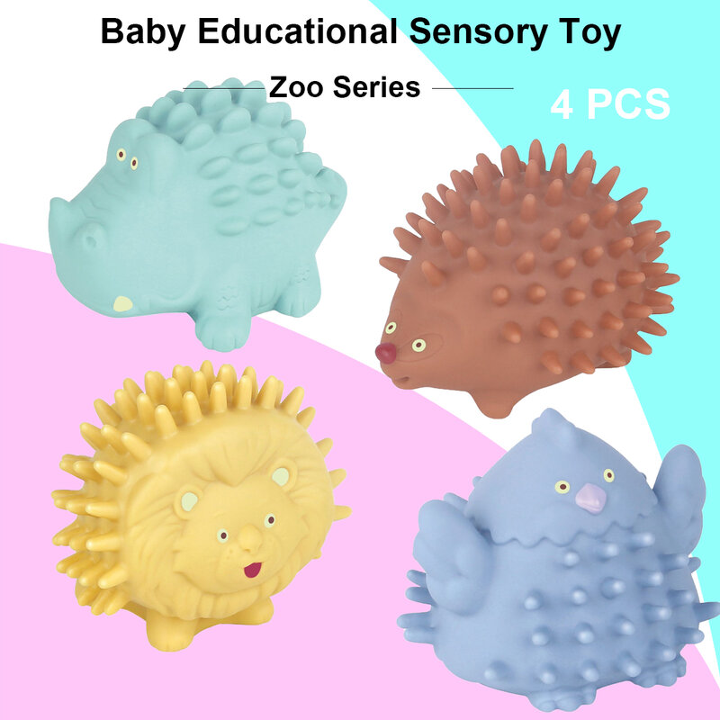 Animal Toy Set para crianças meninos e meninas, banho, praia, brinquedos educativos de borracha, presente para aniversário, dia das crianças, 4 pcs