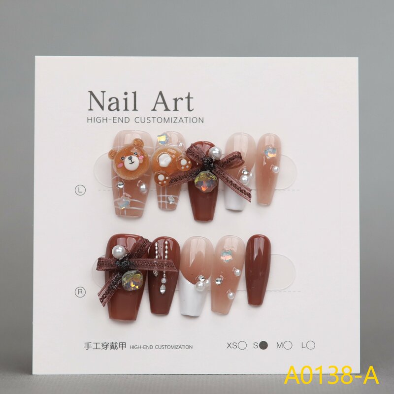 Parche de uñas de tamaño pequeño, 10 piezas, extraíble, hecho a mano, 2024 avanzado