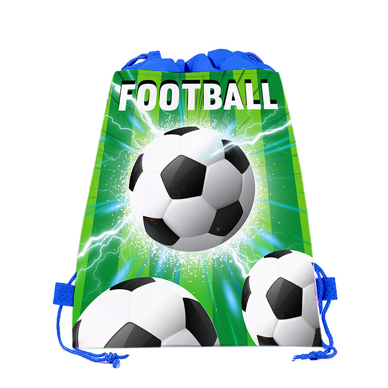 Plecak z motywem piłki nożnej, na przyjęcie urodzinowe, nietkane materiały piłka do piłki nożnej, torba na prezenty ze sznurkiem